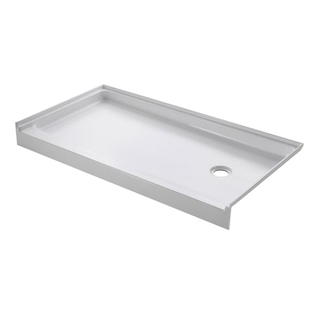 Aqua Eden VTSB60326R 60" x 32" Anti-Skid Single Threshold Shower Base with Right Hand Drain, White VTSB60326R